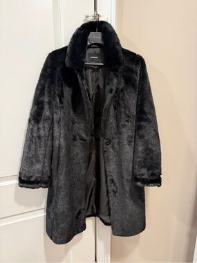 Express Black Faux Fur Puffer Coat